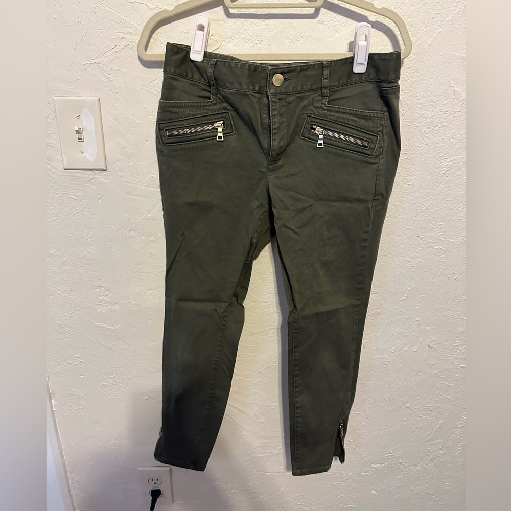 LOFT skinny zip pants, olive green, 8P